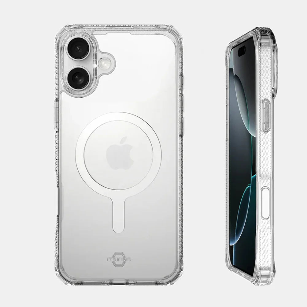 iPhone 16 Itskins Hybrid Clear Touch Magsafe Case - Transparent - Tashqila iPhone 16 Itskins Hybrid Clear Touch Magsafe Case - Transparent - Tashqila